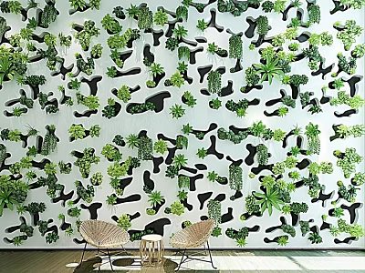 Lush Indoor Living Plant Wall Enhancing Cozy Relaxation Corner With Greenery 3d model