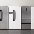 Various Modern Refrigerators and Freezers in Silver White Gray with Double Door Designs