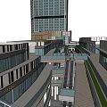 Modern Commercial Street With Tall Buildings Large Billboards And Shopping Mall Exterior