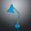 Modern Blue Table Lamp Lighting Combination Featuring Adjustable Arm Conical Shade And Round Base 3d model