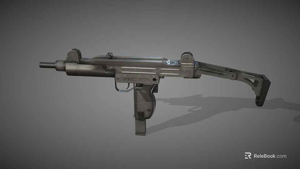 Tactical Submachine Gun With Metallic Barrel Grip And Adjustable Stock Design 3d model 