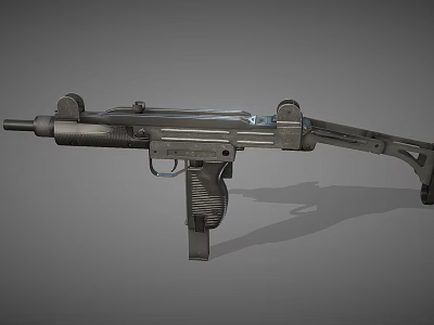 Tactical Submachine Gun With Metallic Barrel Grip And Adjustable Stock Design 3d model