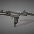 Tactical Submachine Gun With Metallic Barrel Grip And Adjustable Stock Design