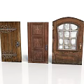 Vintage Wooden Doors With Carved Designs Glass Panels And Decorative Hardware