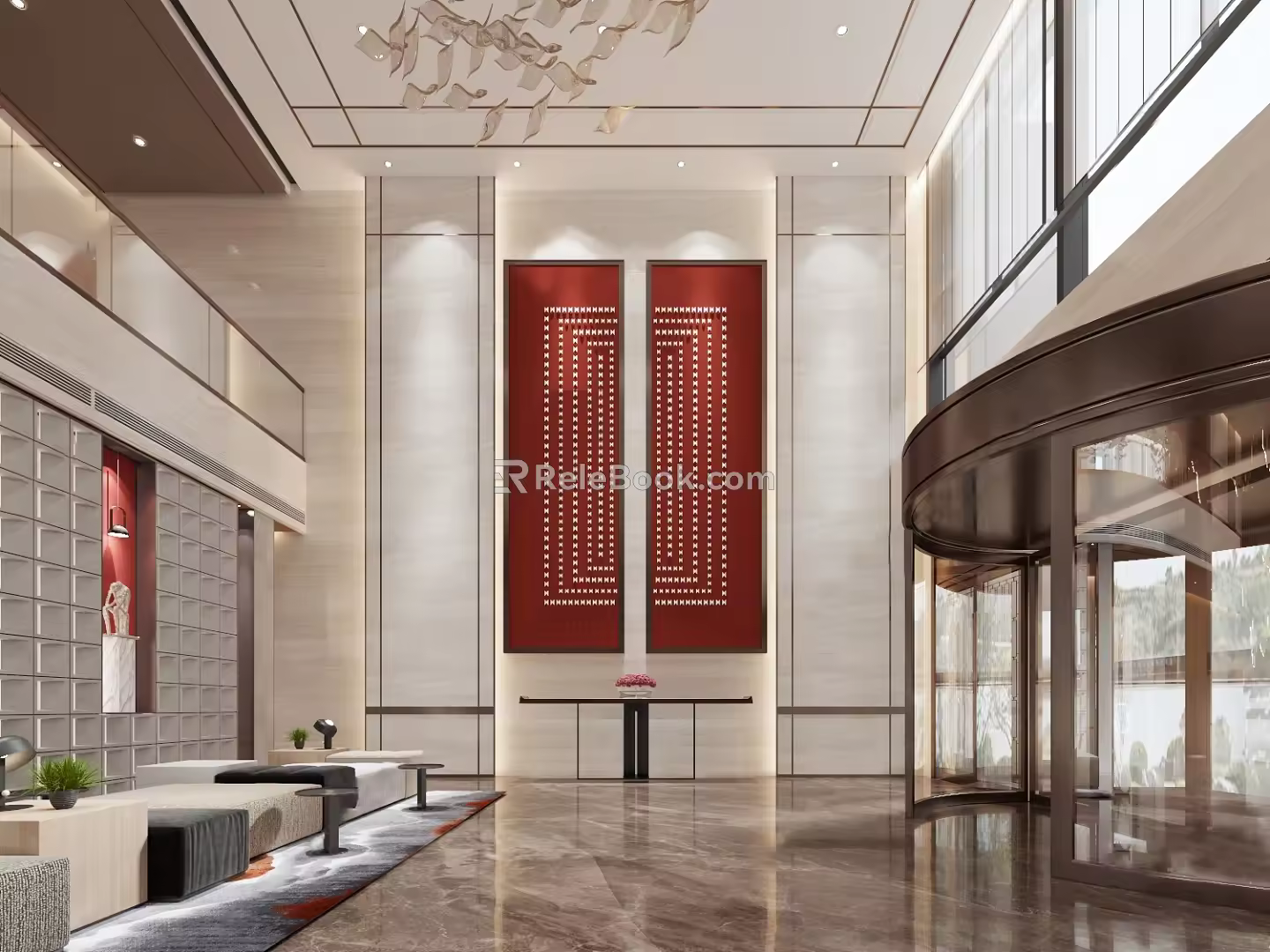 Modern Hall Large Lobby 3d model