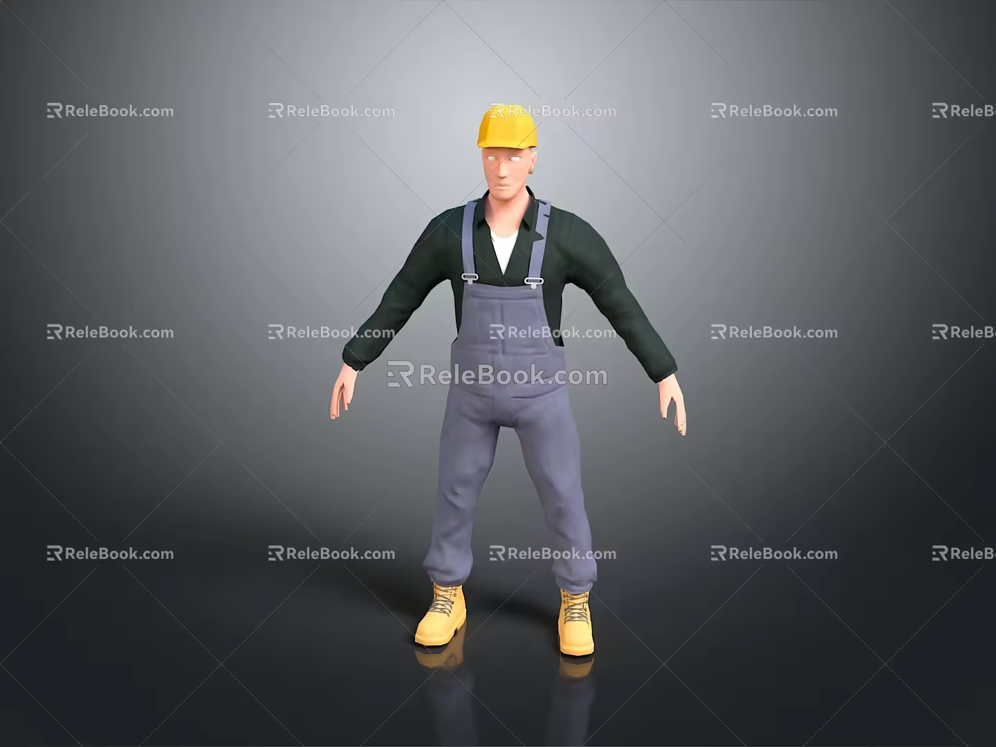 Worker European worker mechanic builder repairman miner digger figure 3d model