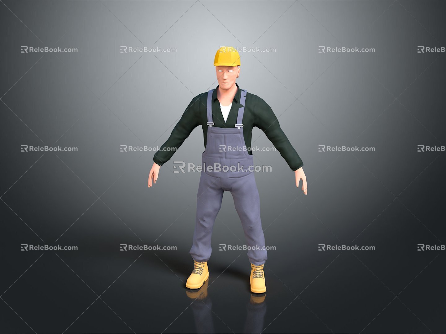 Worker European worker mechanic builder repairman miner digger figure 3d model