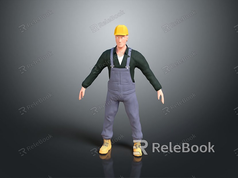 Worker European worker mechanic builder repairman miner digger figure model