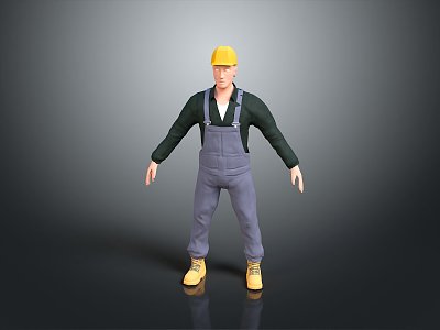 Worker European worker mechanic builder repairman miner digger figure model