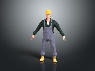 Worker European worker mechanic builder repairman miner digger figure 3d model