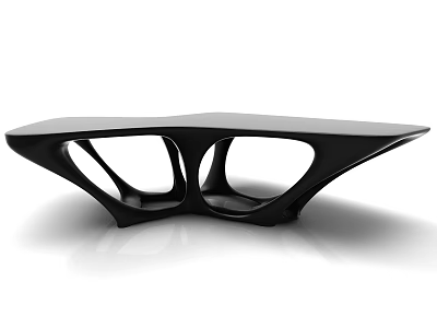 Sleek Black Modern Dining Table With Sculptural Curved Openwork Base Design 3d model
