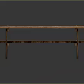 Wooden Outdoor Picnic Table With Attached Benches And Sturdy Long Tabletop