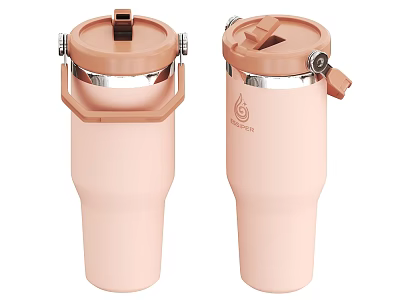 Pink Insulated Thermal Mugs with Secure Lid and Handle for Daily Use 3d model