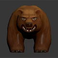 Brown Bear 3D Model With Fierce Expression Sharp Teeth And Claws
