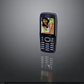 Old Blue Mobile Phone With Keypad And Screen Displaying Person