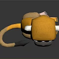 Cute Cartoon 3D Monkey with Big Black Eyes Yellow Brown Fur Sitting on Black Background