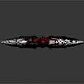 Fantasy Red And Silver Sword With Horned Design Metallic Sharp Edge And Intricate Details