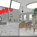 MeetFresh Dessert Shop Modern Design Glass Facade Interior With Palm Tree Tables Chairs