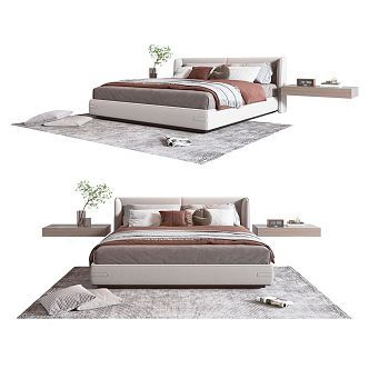 Modern Double Bed 3d model