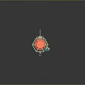 Mechanical Weapon 3D Design With Green Orange Gray Wheel Structure And Handle