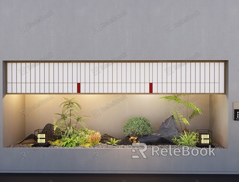 New Chinese style interior courtyard sketch plant combination plant landscape landscape plant pile fern plant micro-terrain model