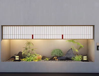 New Chinese style interior courtyard sketch plant combination plant landscape plant pile fern plant micro-terrain 3d model