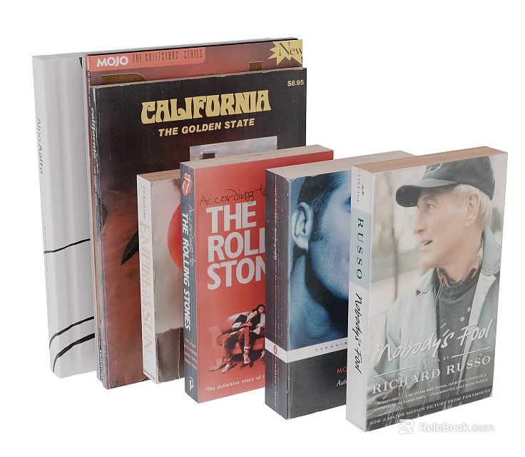Decorative Book Ornament Set with Various Cover Designs Stacked as Home Decor Accents 3d model 