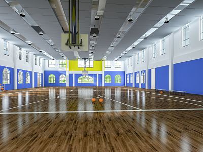 modern basketball hall basketball court 3d model