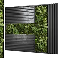 Green Plant Wall With Black Slatted Panels And Lush Green Foliage