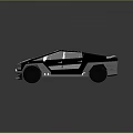 Futuristic 3D Car Model With Geometric Design Sleek Exterior And Transparent Windows