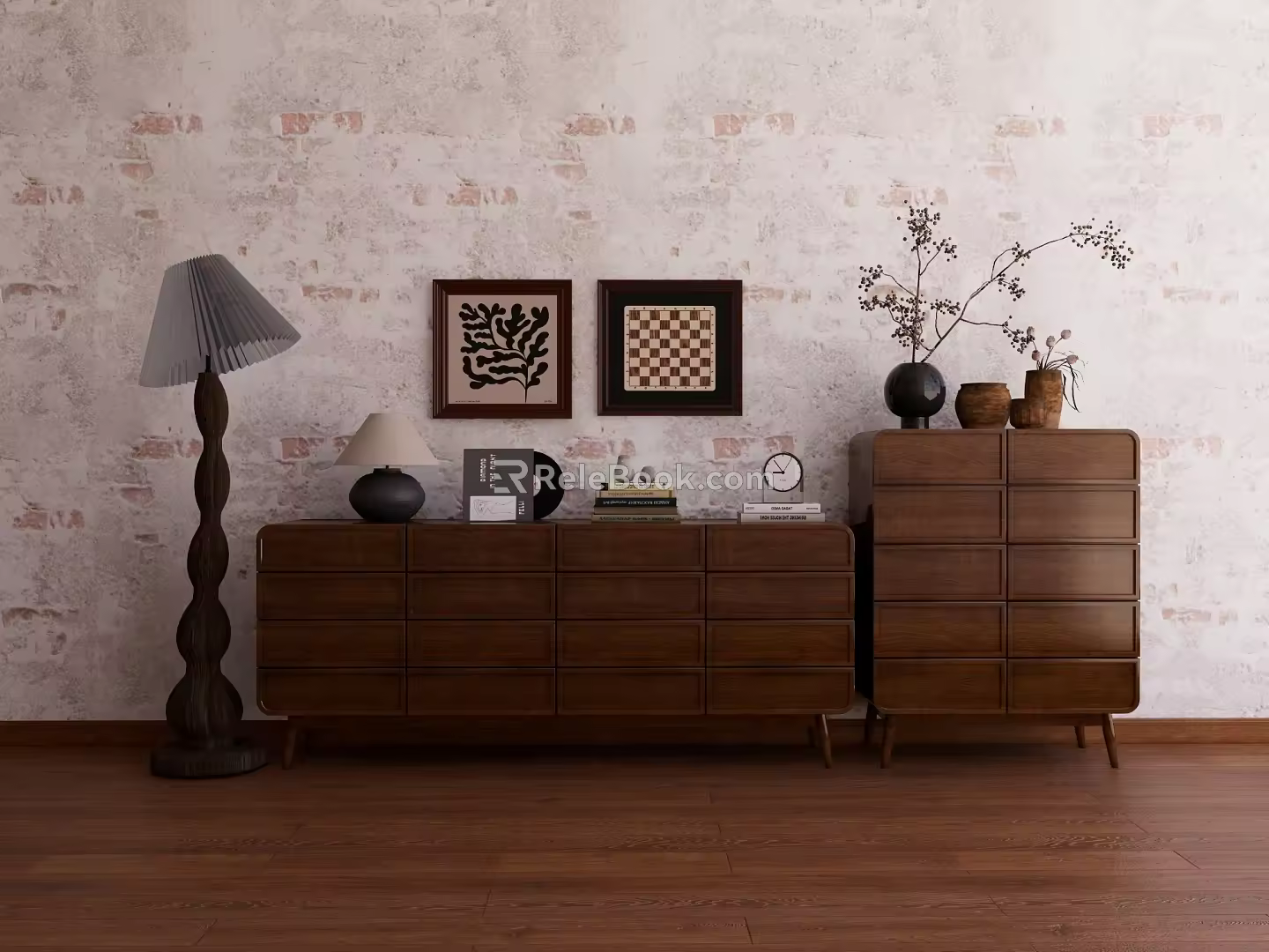Quiet Ancient Side Cabinet Decorative Cabinet 3d model
