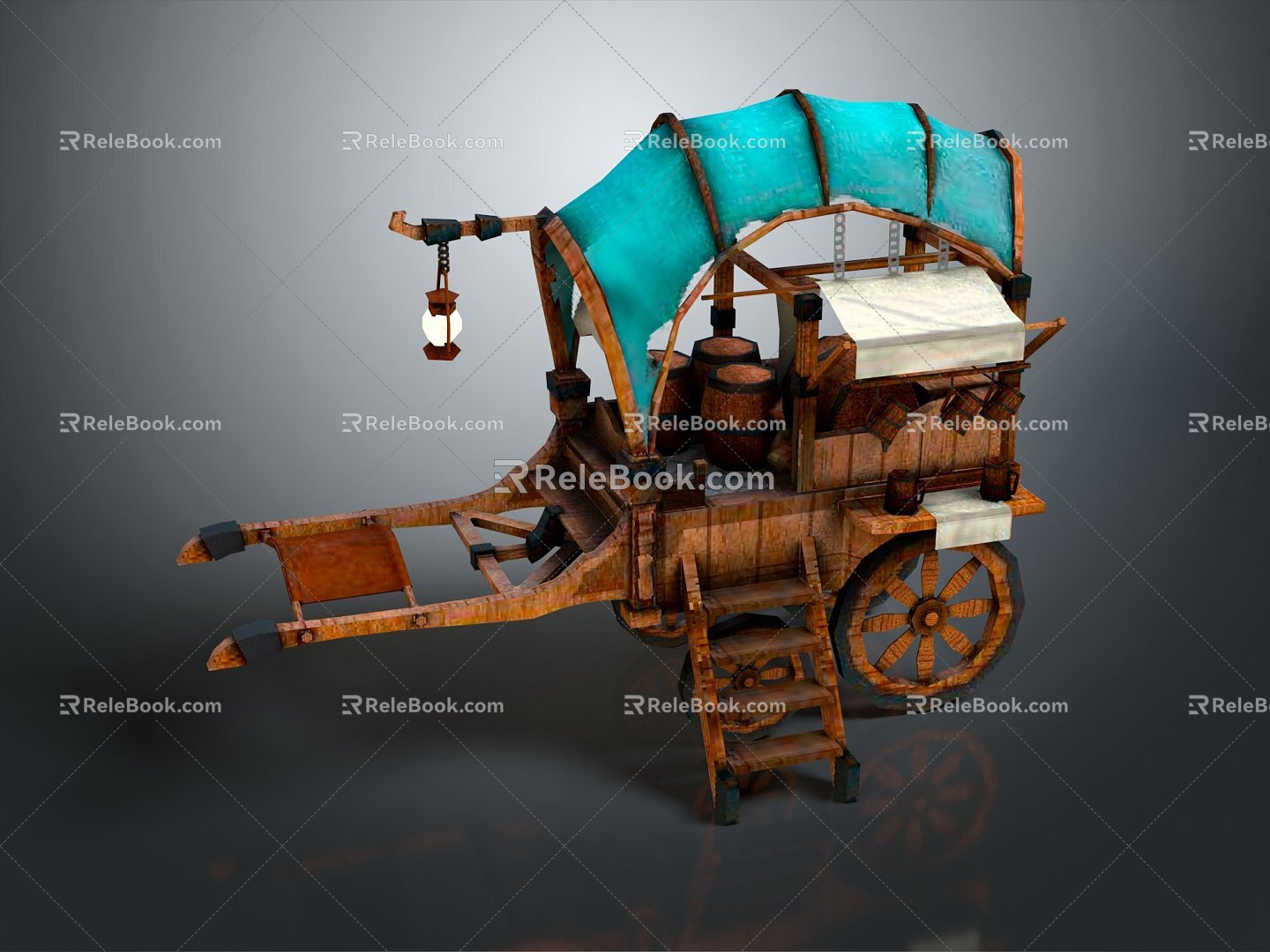 European-style carriage, luxury carriage, four-wheeled carriage 3d model