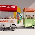 Sales truck stall car net red cart trolley 3d model