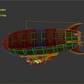 Modern Airship Cartoon Airship Flying Warship 3d model