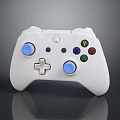 White Xbox Gaming Controller With Blue Thumbsticks And Colored Action Buttons For PC Gaming Accessory