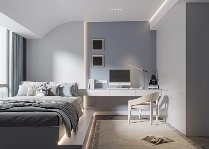 Bedroom Tatami Bedroom Jewelry Leisure Chair Bedside Chandelier Without Main Lamp Shape Ceiling Wardrobe 3d model