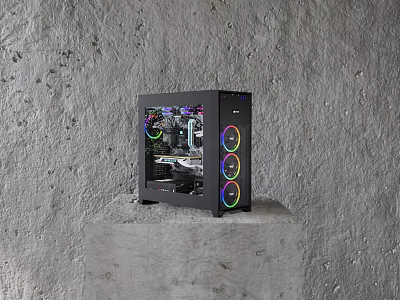 Custom Gaming PC Case With Transparent Side Panel RGB Fans And Visible Internal Components 3d model