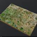 Detailed 3D Terrain Model With Satellite Imagery Vegetation And Water Features