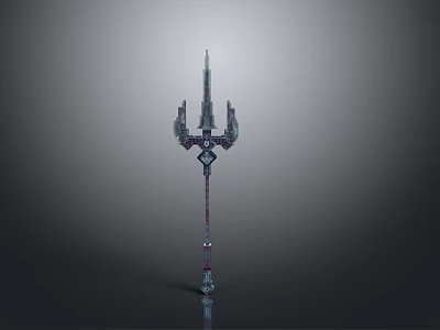 Intricate Metallic Spiked Weapon With Ornate Design And Decorative Base 3d model
