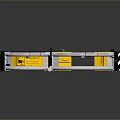 Mechanical Transport System Featuring Yellow Boxes Black Frames And White Rails 3d model