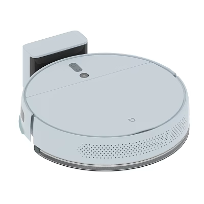 Smart White Circular Robot Vacuum Cleaner With Auto Charging Dock Design Feature 3d model