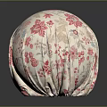 Floral Patterned Round Fabric Decorative Pillow With Pink And Blue Flowers