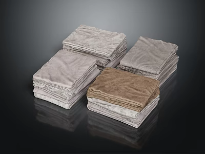Soft Stacked Towels In Different Colors With Soft Fabric Material 3d model
