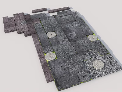 Natural Stone Stepping Stones Path Design With Irregular Slabs And Circular Accents 3d model