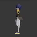 Anime Game Character With Blue Spiky Hair Yellow Black Jacket And Arms Outstretched Pose