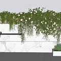 Living Green Plant Wall With Trailing Vines Colorful Flowers And Marble Backdrop Design