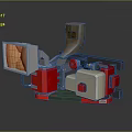 Red And White Industrial Processing Equipment With Motor Feeding Hopper And Mechanical Parts