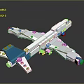 White And Blue Building Block Airplane Model Toy For Children Play Activity