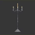 Floor Standing Candle Holder With Multiple Candle Arms And Ornate Metal Base