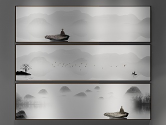 New Chinese Landscape Painting Decorative Painting 3d model